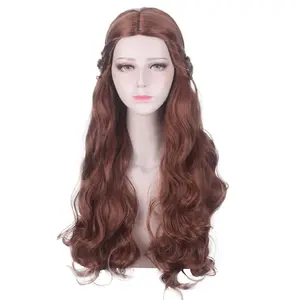 Princess Belle Cosplay Wig Long Natural Wave For Adults Cosplay Party The Beast Cosplay Wigs Synthetic Wigs For Women