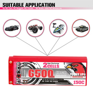 CODDAR RC脂肪电池2S 6500毫安时7.4V 150C硬壳5毫米子弹棒包1/10比例RC汽车船 - Product Image 2