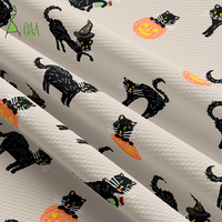 Tissu Dobby 100% Polyester pour Halloween, imprimé chats effrayés et citrouilles, pour vêtements et accessoires de costumes