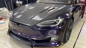 ฝากระโปรงเครื่องยนต์คาร์บอนไฟเบอร์และชุดแต่งตัวถังรถยนต์เทสล่า โมเดล เอส รุ่นที่ 1 แบบแฮทช์แบ็ก สีดำ ปี 2014-2019 เพื่อเพิ่มประสิทธิภาพ - Product Image 4