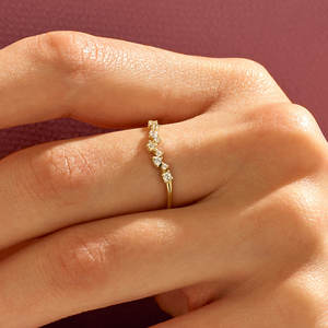 Anillo Apilable <span class=keywords><strong>de</strong></span> Oro Sólido <span class=keywords><strong>de</strong></span> 14K MaiYi, Anillo con Racimo <span class=keywords><strong>de</strong></span> Diamantes, Anillo con Diamantes Naturales para Mujer - Product Image 4