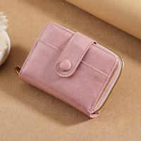 Dompet Koin Pendek Model Ritsleting 2026, Dompet Wanita Fashion Warna Solid Motif Kulit Leci, Dompet Multi-Slot Kartu