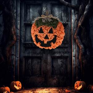 Guirnalda de Calabazas de Halloween Tejida a Mano con Diseño Bordado, Reutilizable, de Algodón, Decoración para Fiestas, Adornos para Exteriores - Product Image 1