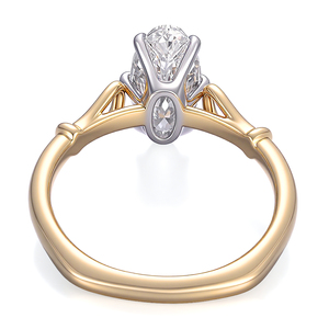 Provence jewelry <b>Custom</b> Long proportion oval Cut lab grown Diamond <b>Ring</b> 18K Solid two tone Gold Women's Classic Engagement <b>Ring</b> - Product Image 2