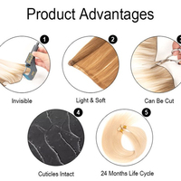 Extensions de cheveux raides Remy européens blonds blanc glace, double trame invisible, cuticules alignées, vierges, doublement teints