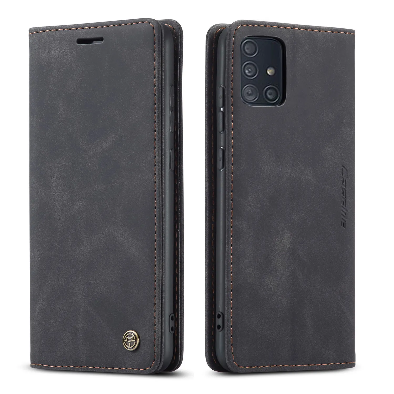 caseme skin leather mobile phone cae for samsung galaxy A51 A71 strong magnetic flip wallet case