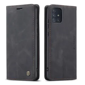 Caseme Casing Dompet Flip Ponsel, Case Kulit Flip Magnetik Kuat untuk Samsung Galaxy A51 A71