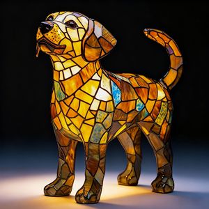 Statue décorative en résine de chat, <span class=keywords><strong>teckel</strong></span> et Bigfoot avec lumière LED et motif mosaïque - Product Image 6