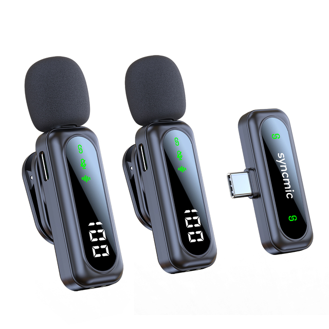 Syncmic J21 2.4G Wireless Lavalier Microphone with LED Type C Connector Smart Noise Canceling for Outdoor Shooting Vlog/Live