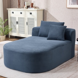 Chaise longue avec siège large, canapé-<span class=keywords><strong>lit</strong></span> surdimensionné pour salon <span class=keywords><strong>d</strong></span>'appartement, canapé-<span class=keywords><strong>lit</strong></span> <span class=keywords><strong>pliant</strong></span> en tissu bleu - Product Image 1