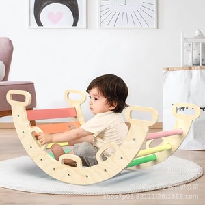 Arco de escalada de madera maciza con forma de arcoíris para niños pequeños, equipo de juego Montessori para interiores, juguete de madera unisex - Product Image 3