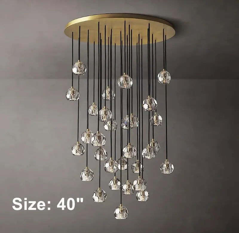 Boule De Cristal lampadario a grappolo rotondo 40 "sfere di cristallo pendenti di lusso moderno pendenti