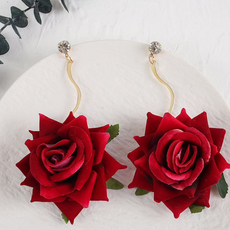 Boucles D'oreilles Pendantes En Plaqué Or émaillé Rouge Rose - Neuf Sans Emballage