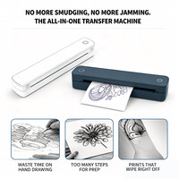 Imprimante portable A4, imprimante thermique sans encre pour tatouage |   USB, compatible avec les ordinateurs portables Android et iOS |   Noir clair