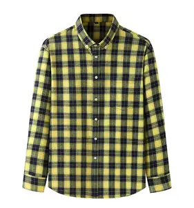 Hot Selling OEM camisas para hombres Autumn and Winter Long Sleeve Plaid Shirt Flannel Fleece Men Shirt Shacket