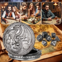 Ensemble de dés de jeu de société polyédriques portables en métal 7-en-1 pour D&D et RPG, avec étui de montre de poche pour le divertissement en voyage