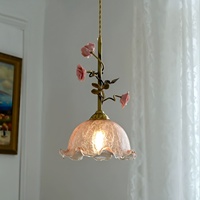 Lampe LED d'entrée et de couloir en cuivre, style rétro artistique, petite, créative, en forme de rose, pour chevet de lit français