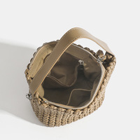 Sac à main coréen pliable en nylon tressé fait main avec fermeture éclair, grande capacité, durable, design simple et polyvalent à porter à la main