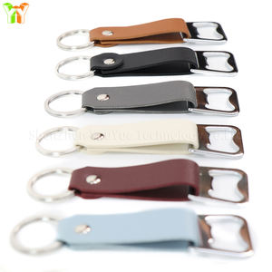 Abridor de botellas llavero portátil de acero inoxidable abridor de botellas de cerveza llavero cubierta de cuero PU para regalos de Navidad y cumpleaños - Product Image 1