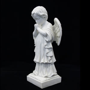 Estátua de Anjo Branco em Mármore Artificial, Estátua de Anjo Orando, Decoração Religiosa, Ornamento para Casa, Estátua Memorial - Product Image 4