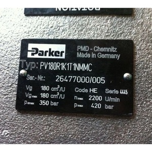 Pompe à piston Parker Pv180 180 cm3 U 350 bars pression maximale Pompe hydraulique - Product Image 1