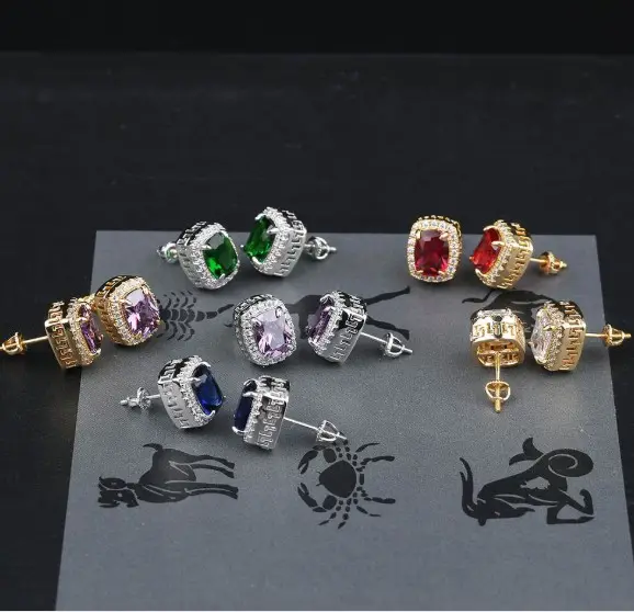 Hip hop stud earrings new fashion cz earrings jewellery wholesale