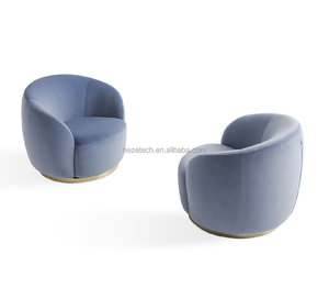 Chaise simple italienne légère en tissu de luxe pour villa ensemble de canapés de salon et de décoration d'intérieur meubles fauteuils en velours bleu de haute qualité - Product Image 2