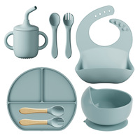 Vaisselle de qualité alimentaire, service de vaisselle, bavoir sans Bpa, assiettes, bols, kit d'alimentation pour enfants, silicone, bébé