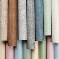 Papier peint auto-adhésif en PVC imperméable de qualité supérieure à texture lin florale pour chambre à coucher, salon, cuisine, salle de bain, usage domestique