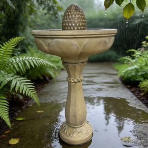 Fontaine à oiseaux en résine solaire résistante aux intempéries, antique, faite à la main, avec installation facile - Product Image 6