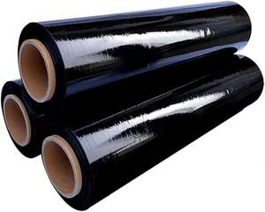 Huamaohengchun Paquete de 4 Rollos de Envoltura Elástica de HDPE de 18" x 1000' Calibre 80, Autoadhesivos, Grado Alimenticio, Alta Resistencia a la Tracción, Negros - Product Image 1