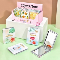 Vente chaude 12 PCS/Box Miroir Rectangulaire Double Côtés Pliant Miroir De Poche 2X Grossissement PU Portable Miroir De Maquillage De Poche