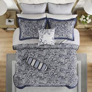 Ensemble de couette classique en coton 12 pièces avec motif végétal brodé, literie respirante taille King pour une utilisation toute l'année à la maison - Product Image 5