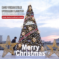 Arbre de Noël géant de luxe, 3m-15m, floqué de neige réaliste, PE ignifuge, structure en acier, pré-éclairé par LED, décoration pour centre commercial, hôtel