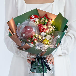 ช่อแอปเปิ้ลพร้อมไฟ LED ซานต้าลูกสนสีแดง/เขียวห่อเกล็ดหิมะสำหรับเทศกาลของขวัญคริสต์มาสสองขนาด - Product Image 3