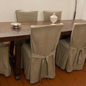 Rustic Handmade Pure Flax Tie Back Linen <strong>Chair</strong> <strong>Cover</strong> for Ceremony Party Restaurant Decor - Product Image 4