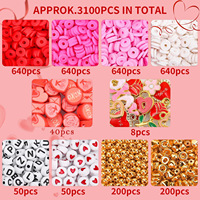 Kit de perles en argile polymère pour la Saint-Valentin, 24 compartiments, perles plates Heishi, breloques émaillées pour bracelet, collier, artisanat DIY