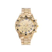 Montre pour homme avec un grand cadran, un bracelet en acier et un mouvement à quartz, style décontracté-affaires, dotée de trois sous-cadrans.