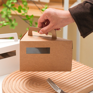 Sunshine Wholesale Triangular Slice <strong>Cake</strong> Sandwich <strong>Individual</strong> Paper <strong>Box</strong> Take Out Dessert <strong>Box</strong> with Handle - Product Image 5