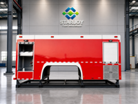 Camion de pompiers avec réservoir d'eau de 12 tonnes, réservoir en acier au carbone de 12000 L, pompe à incendie CB10/60, débit de 60 L/s, moniteur d'incendie monté à l'arrière PS8/50W, portée de 60 m