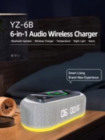 Speaker BT Nirkabel Pengisi Daya Cepat RGB 6 in 1 Audio Portabel Suara Asli Murni Berkualitas Tinggi LED Temperatur Waktu Teratur Secara Profesional