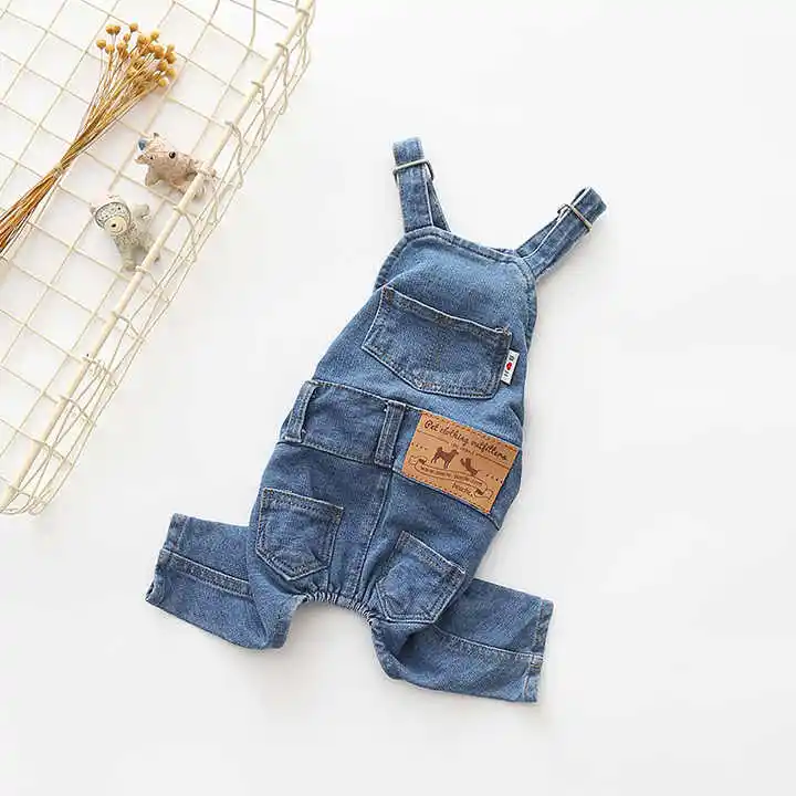 Vêtements pour animaux de compagnie Denim lavé confortable stretch jeans animal de compagnie Chien Vêtements Combinaisons Chien Pantalon Chiot Ensemble Denim C