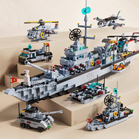 Juego de Bloques de Construcción de Portaaviones con Helicópteros, Jets y Vehículos Militares, Juguete Educativo STEM, Regalo para Niños, Venta Directa de Fábrica