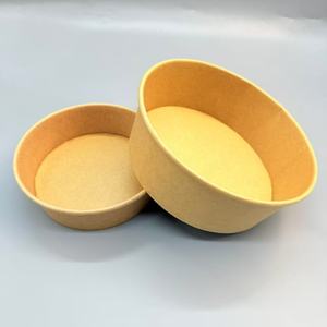 Bol à salade en papier kraft de qualité alimentaire à prix d'usine avec couvercle en PET de Chine 150-320GSM - Product Image 1