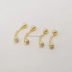 Wholesale AU585 14K Real Gold With Zircon Fine Jewelry Piercing Belly Button Ring Body Jewelry Good Quality Hot Selling