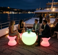 Table basse LED moderne étanche, tabouret sablier lumineux, ensemble de mobilier pour bar, salle de sport, extérieur, plage, pelouse, fête, événement, hôtel, cuisine