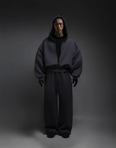 Yingling 520gsm V3 فضفاض صالح هوديي نحى من الصوفه بسحاب لأعلى البلوز مقنعين اقتصاص تناسب انخفاض الكتف القطن الرجال البريدي حتى هوديي - Product Image 6