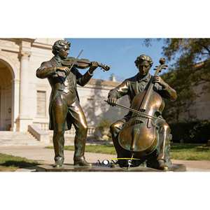 Estatuas de Violinista de Latón Hechas a Mano de Tamaño Real, Figura de Arte Metálico de Músico, Escultura para Decoración de Jardín - Product Image 1