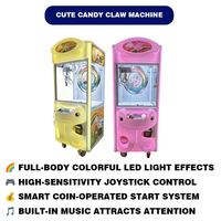 Mesin Capit Permen Logam Mini Warna Pink untuk Anak-Anak, Hiburan Keluarga di Mal, Edukasi Bahasa Inggris