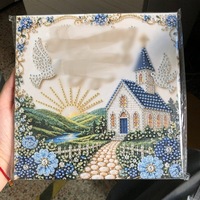 Kit de Peinture Diamant Acrylique DIY avec Cadre, Forme Carrée/Rectangulaire, Motif Montagne, Coucher de Soleil, Paysage Floral, Peinture Complète pour Salon